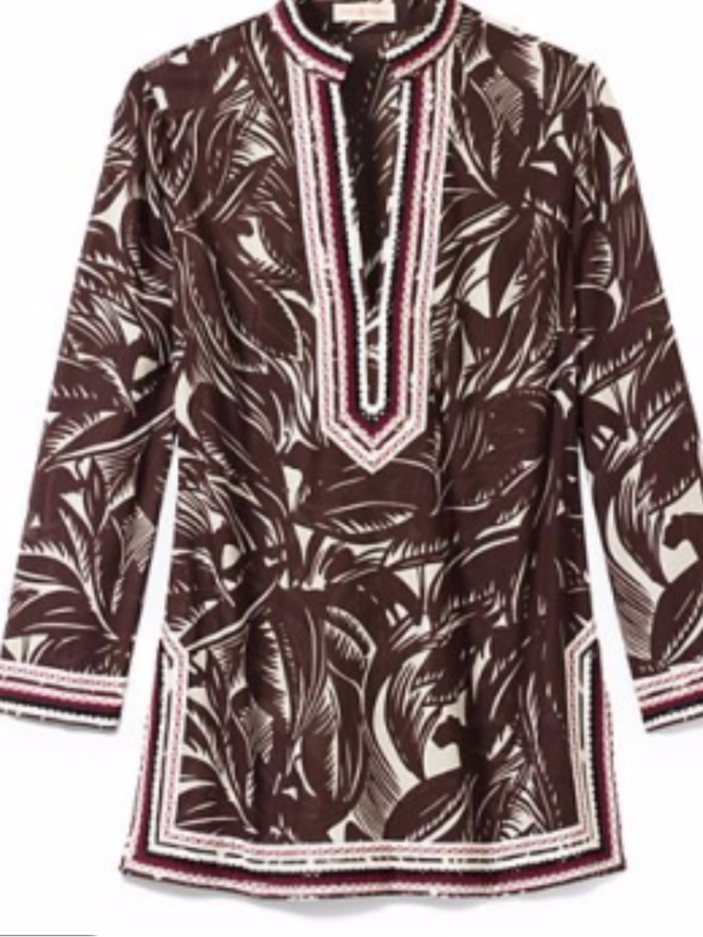 Tory Burch Brown Tropical Palms Tunic - Picture 4 of 12